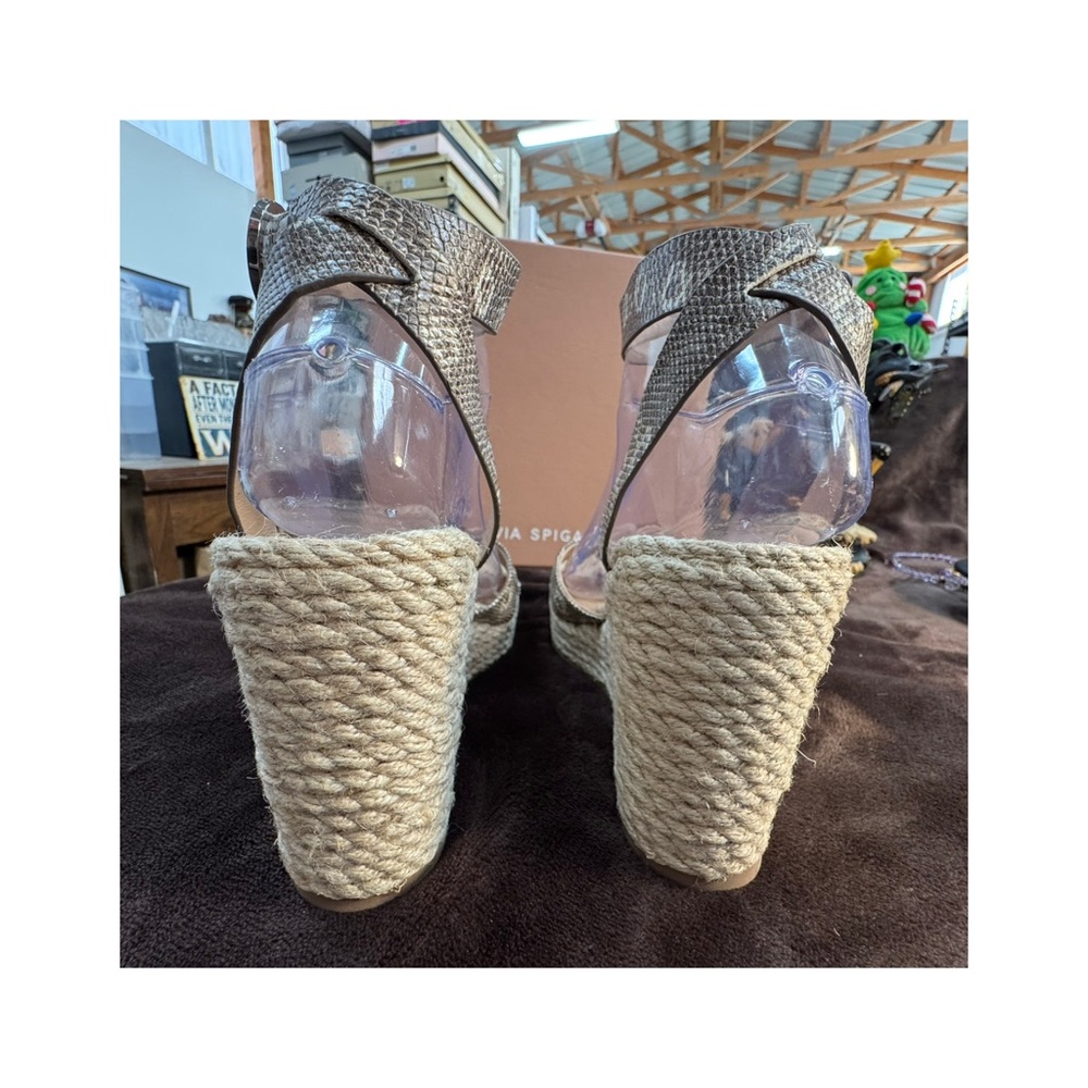 Via Spiga Python print Leather wedge sandals size… - image 4